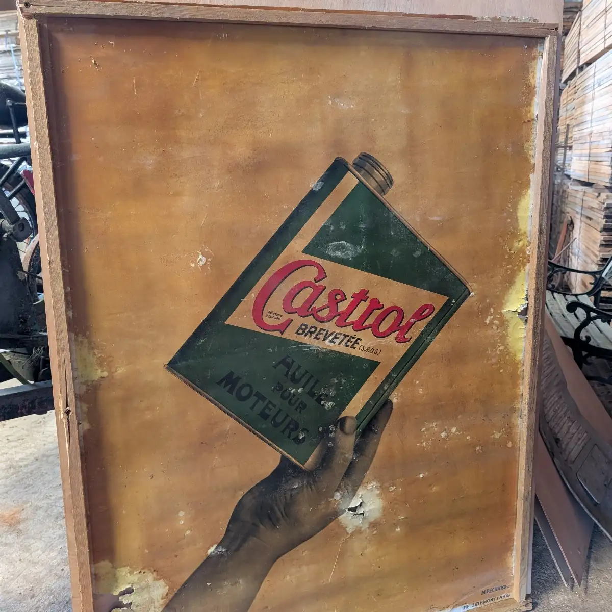 Affiche publicitaire sur zinc CASTROL